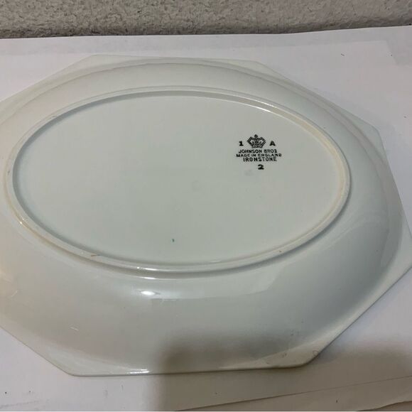 Johnson Brothers Heritage POSY  hexagonal orange flowers platter 12'' EUC G21 - Picture 3 of 8